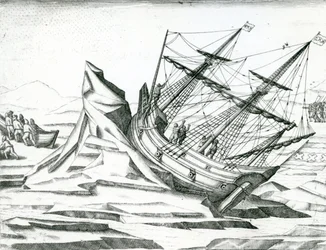 Navire échoué sur un iceberg, illustration de 